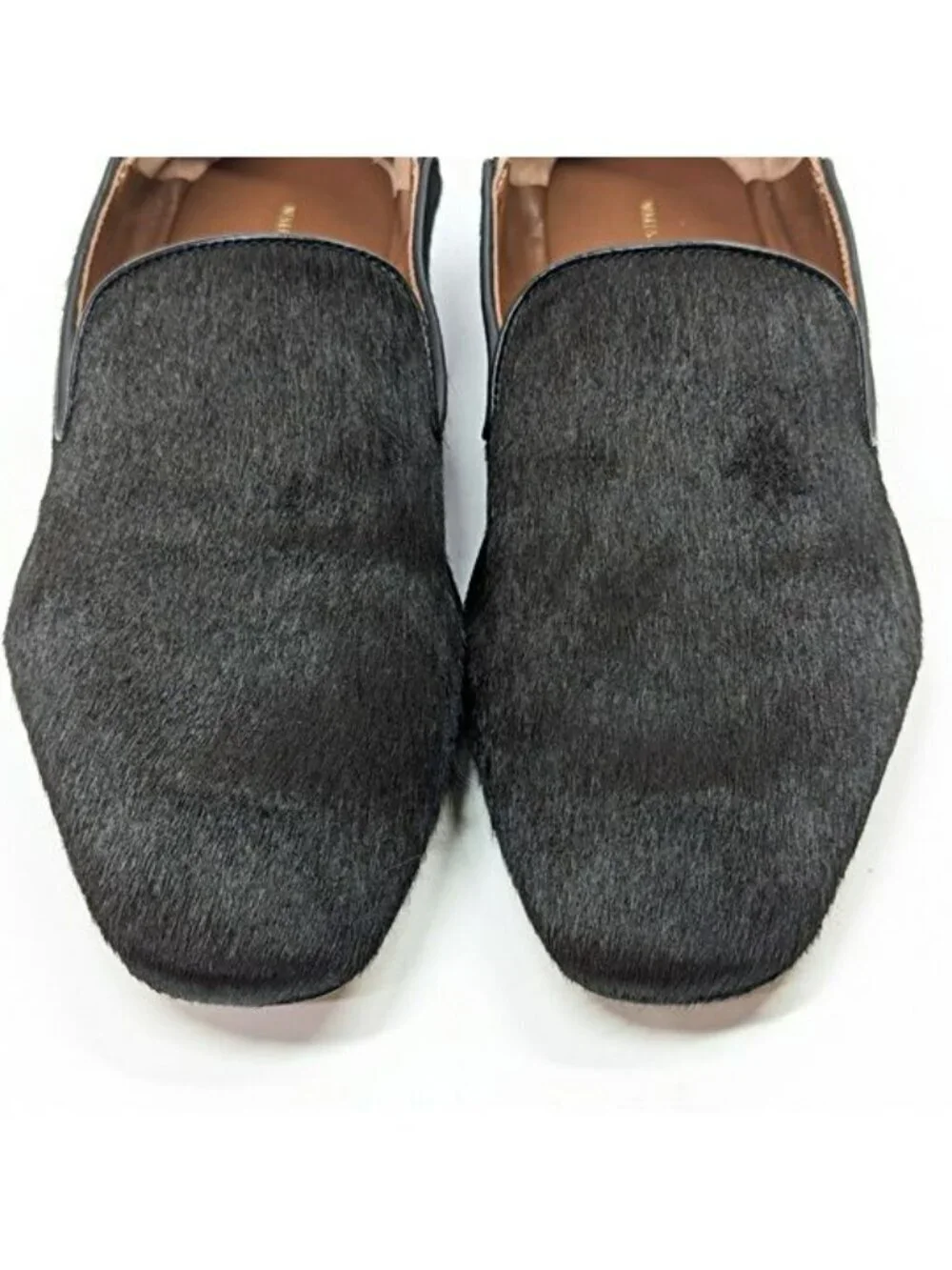 Wales Bonner Men's Black Calf Hair Slip On Moccasin Loafers Size 43 (MSRP $775)